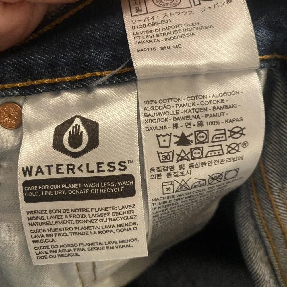 Levis 501 Jeans Mens 27x31 Blue Dark Wash Straight 100% Cotton Denim Pants READ*